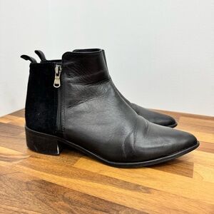 Fabianelli italian leather Suede side zipper Sz 38 pointed toe ankle booties 7.5